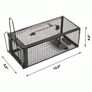 Anyhall 2-Pack Rat Traps Humane Live Mouse Vole Chipmunk Trap Cage for Indoors and Outdoors (Black)