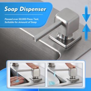 CREA Soap Dispenser for Kitchen Sink, Kitchen Soap Dispenser Brushed Nickel Square Built in Sink Soap Dispenser for Bathroom with 17 OZ Bottle