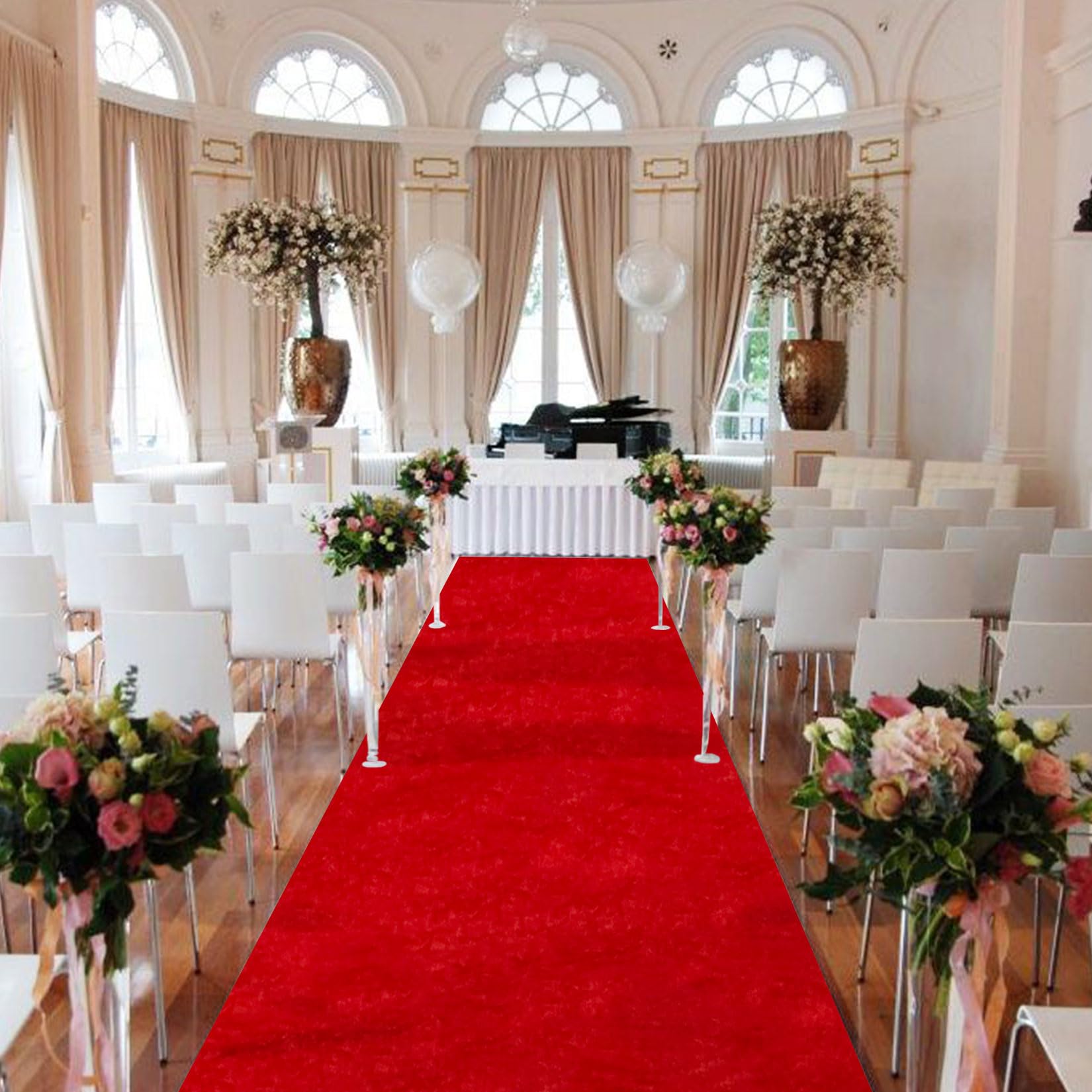 FANPROMS Red Carpet Runner for Party 4FTx20FT Aisle Runner for Wedding Velvet Aisle Floor Runner Include Carpet Tapes Decorative Wedding Runway Carpet for Parties Prom Anniversary Beach Carpet Rug