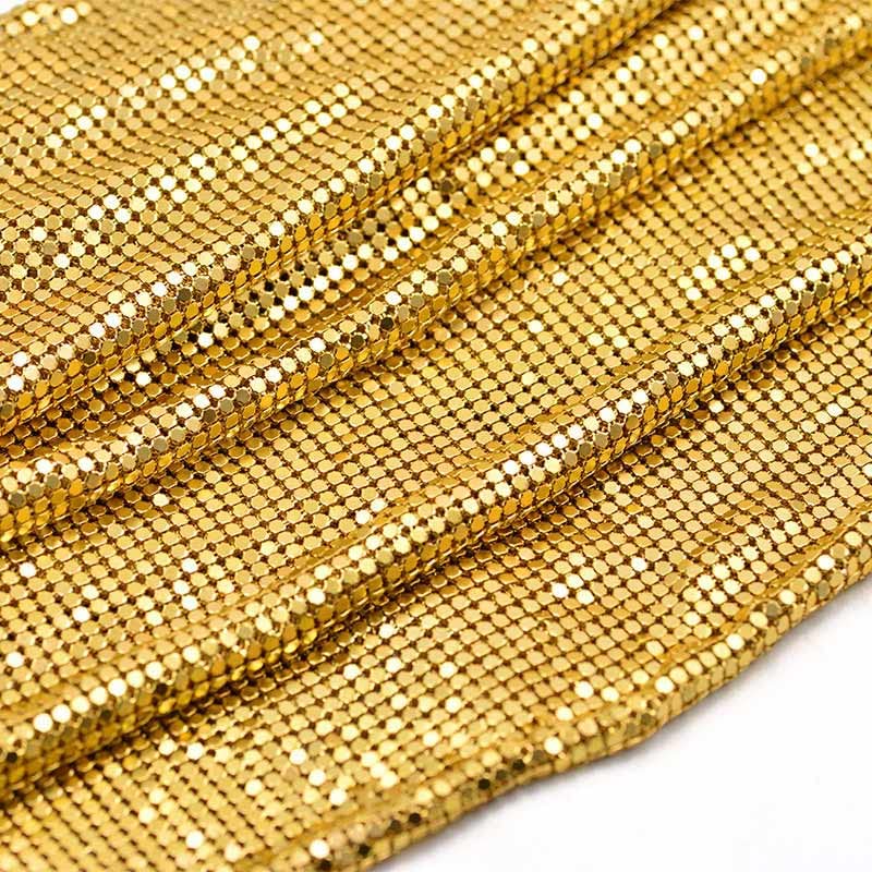 45x150cm Sparkly Metal Mesh Fabric Chainmail Jewelry Dress Craft Bag Making (Gold)