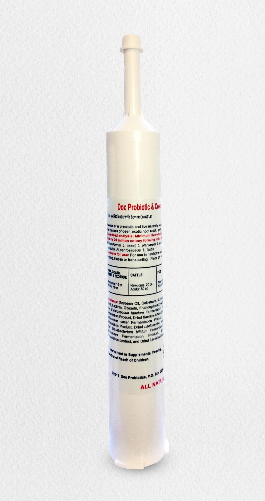 DOC PROBIOTIC Colostrum Paste 300 CC Tube w/Prebiotics and Live Micro Encapsulated Livestock Probiotics Goats, Cows, Horses Sheep, Pigs, Deer