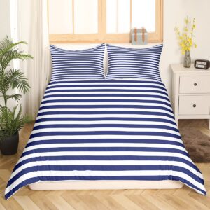 erosebridal navy blue stripe duvet cover king size white geometric ticking stripes comforter cover farmhouse horizontal stripes gothic home decor quilt cover modern abstract striped bedding set