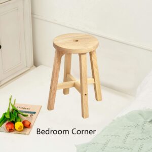 Xmatch Wooden Stool, Solid Wood Round Stools (Round 18" H)