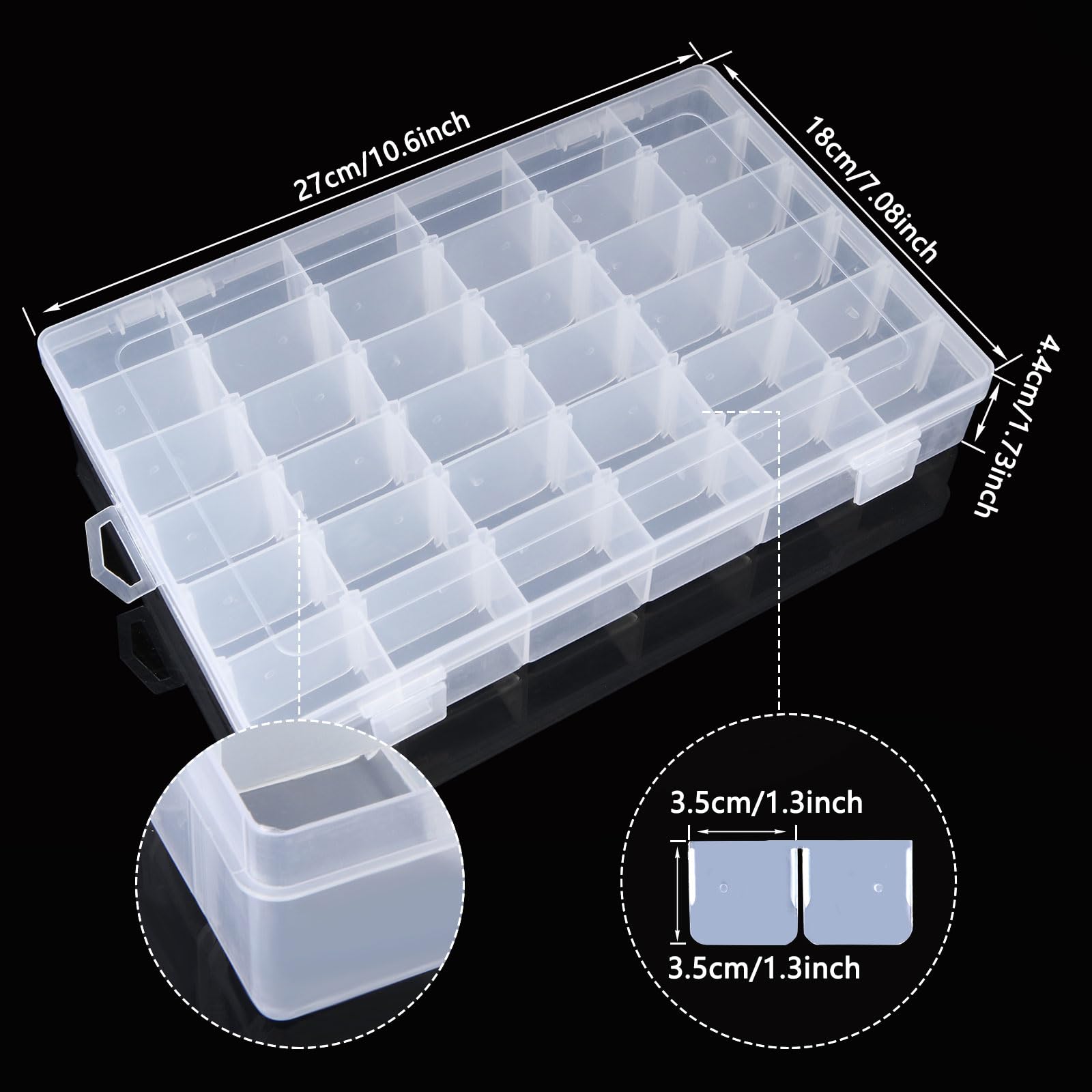 YAYODS 6 Pack 36 Grids Clear Plastic Organizer Box with Adjustable Dividers, Bead Storage Organizer Containers Compartment Clear Tackle Box for Art DIY, Crafts, Jewelry, Sewing, Small Items