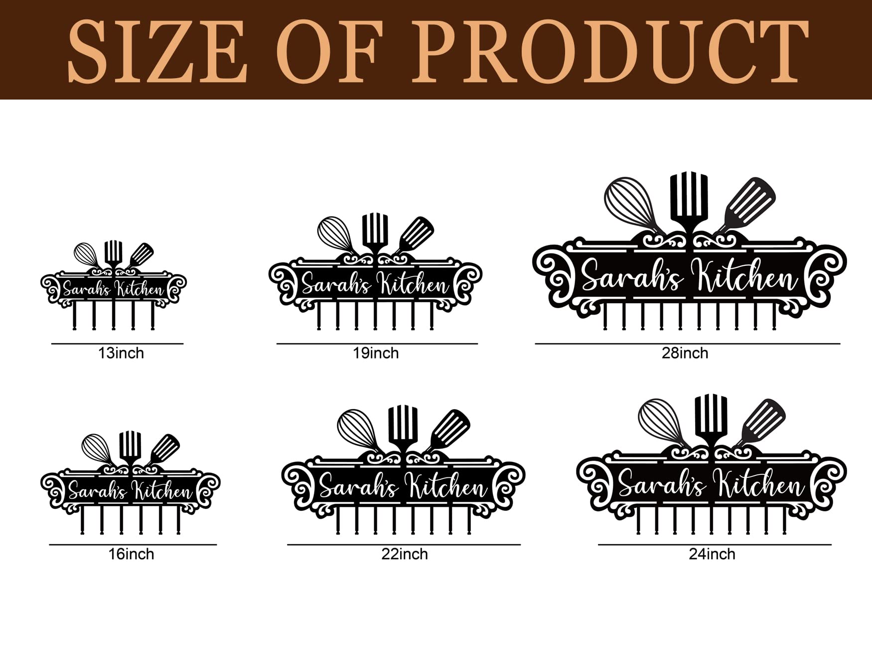 Personalized Kitchen Wall Decor，Custom Kitchen Hooks for Utensils, Personalized Kitchen Utensil Rack, Custom Metal Kitchen Hooks for Mothers Day Gifts, Grandmother's gift.