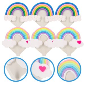 Cabilock 6pcs Cloud Rainbow Hook Heavy Duty Hooks Hat Hooks Coat Hooks Heavy Duty Storage Hooks Hanging Hook for Wall Heavy Duty Wall Hooks Backpack PVC Decorative Wall Key Office