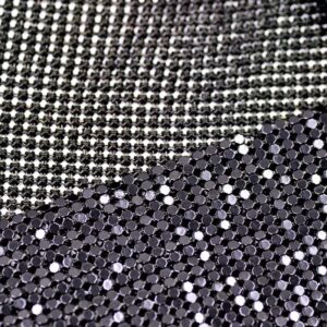 45x150cm Sparkly Metal Mesh Fabric Chainmail Jewelry Dress Craft Bag Making (Black)