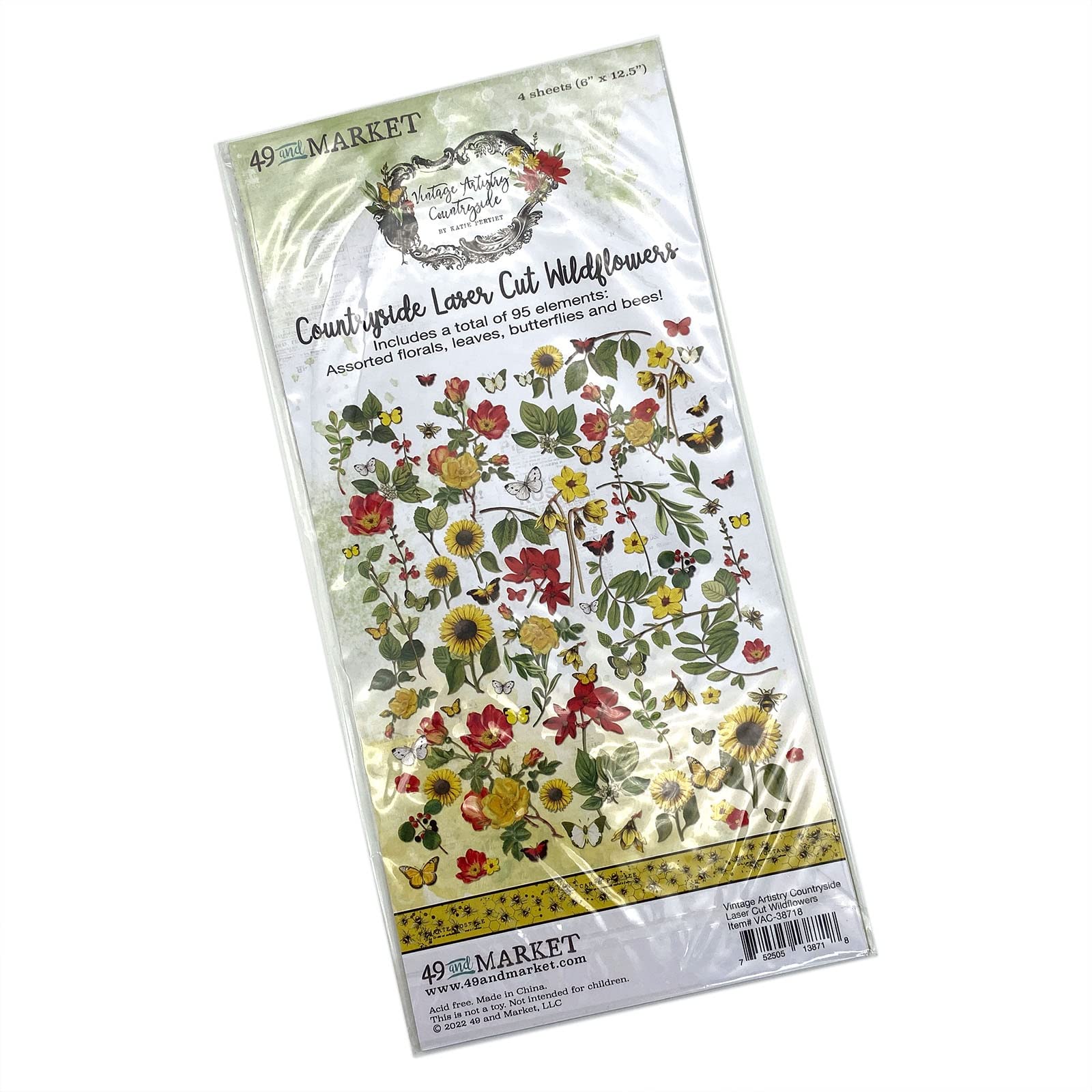 49 AND MARKET Vintage Artistry Countryside Laser Cut Outs-Wildflowers, Unspecified