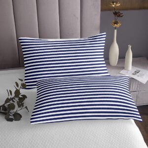 Erosebridal Navy Blue Stripe Duvet Cover King Size White Geometric Ticking Stripes Comforter Cover Farmhouse Horizontal Stripes Gothic Home Decor Quilt Cover Modern Abstract Striped Bedding Set