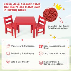 Costzon Kids Chair, 2PCS All-Weather & Heavy-Duty Children Learning Chairs w/Backrest for Playroom, Nursery, Backyard, Garden, Indoor & Outdoor Gift for Boys Girls, Waterproof Toddler Chair (Red)