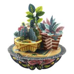 santoro pirouette, 3d pop up greeting card - potted plants - for him, her, mum, birthday, new home, new job, thank you | housewarming gift for men, women