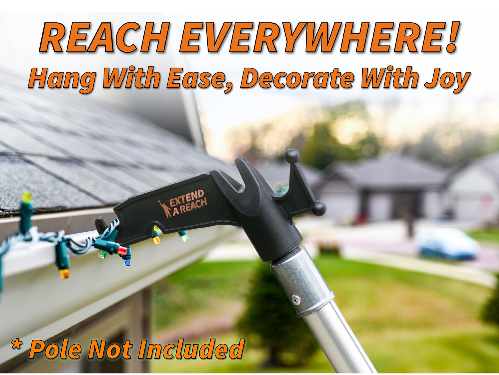 EXTEND-A-REACH Christmas Light Hanger Tool Attachment (Attachment Only) // Christmas Light Installation, String Lights, Birdfeeders // Twist-On Utility Hook Fits Standard Acme Threaded Pole