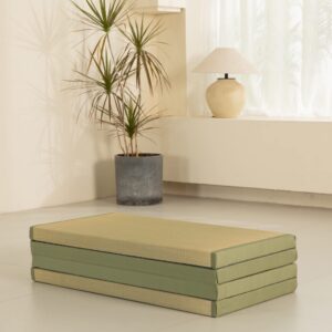 MustMat Thick Tatami Mat Twin XL Floor Mattress Japanese Tatami Bed with Storage Bag 39 x 80 x 2 in (Green)