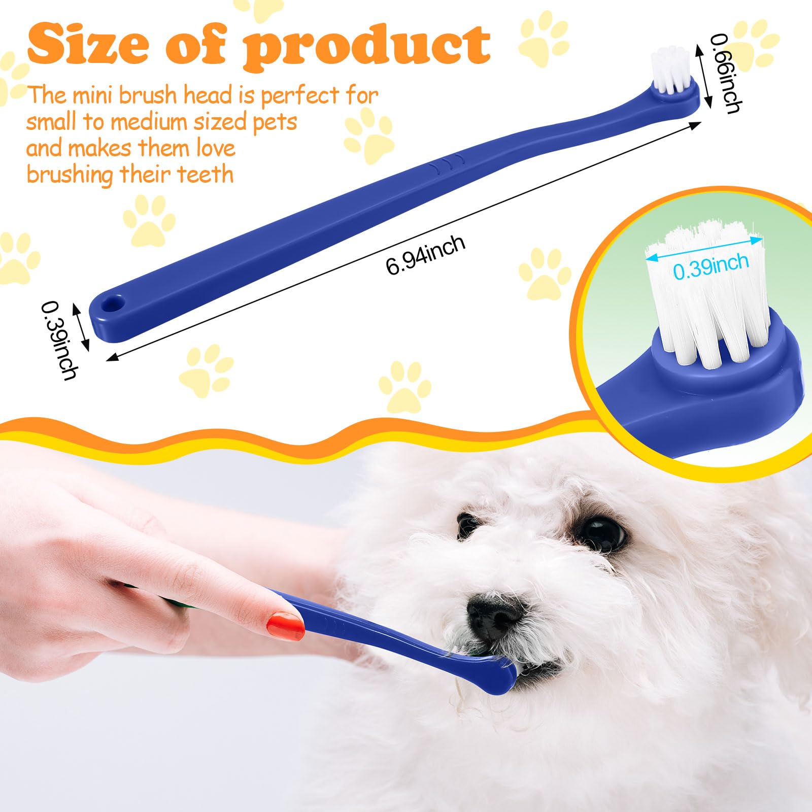 Yinder 12 Pcs Cat Toothbrush Small Dog Toothbrush Mini Head Soft Bristles Dog Tooth Brush Gentle Pet Toothbrush Long Handle Tooth Brush for Puppy Cats Large and Small Dog Dental Care (2 Colors)