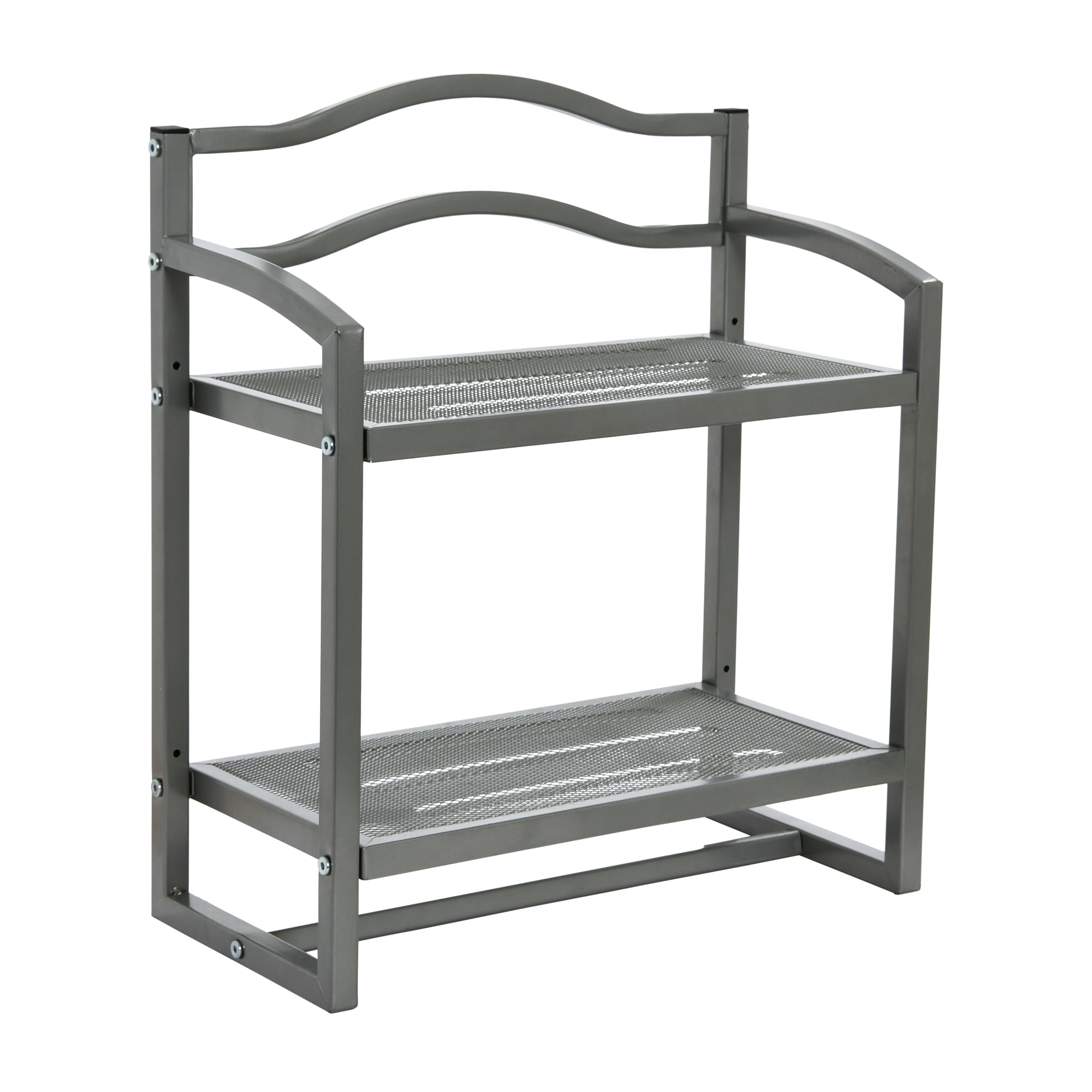 Household Essentials 2-Tier Metal Wall Mount Bathroom Storage Rack, Silver