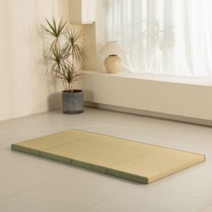 MustMat Thick Tatami Mat Twin XL Floor Mattress Japanese Tatami Bed with Storage Bag 39 x 80 x 2 in (Green)