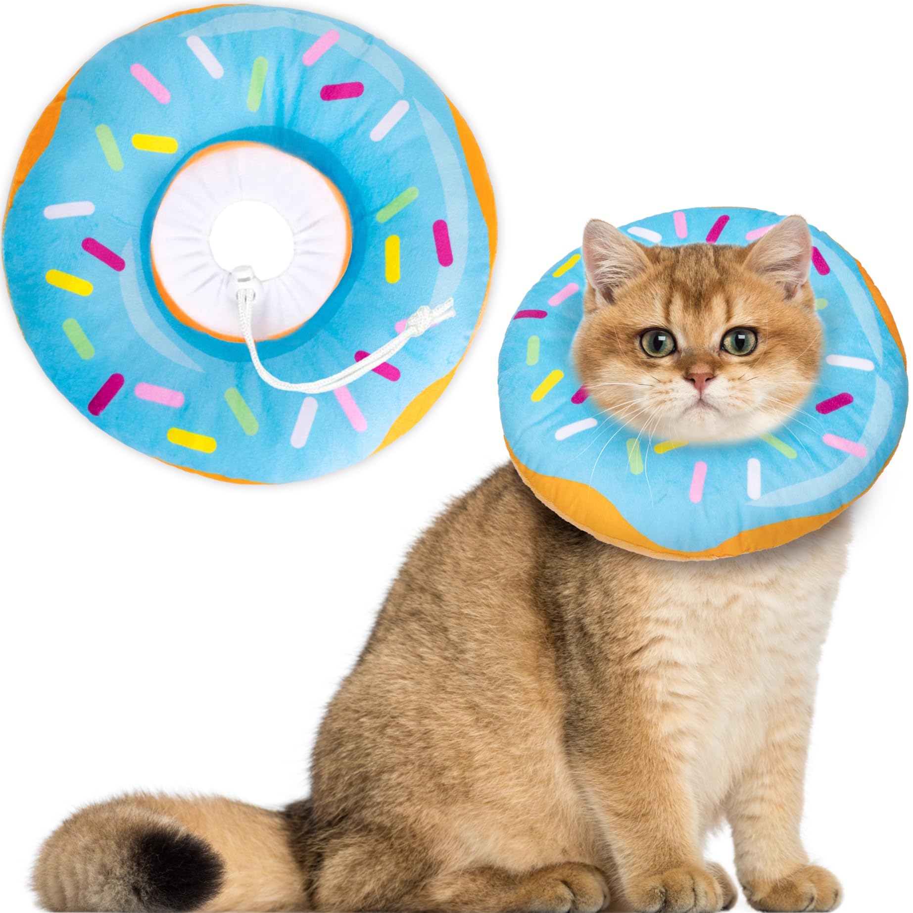 Hpetppy Cat Cone Collar Soft, Cat Recovery Collar for Wound Healing Cute Cat Donut Adjustable Cat Cones to Stop Licking Comfortable Lightweight Neck Elizabethan Collars for Cats Kittens After Surgery