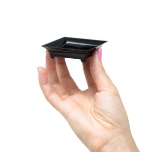 48 Pack Tiny Square Black Plastic Tray Mini Appetizer Plates for Party Mini Serving Tray Small Appetizer Serving Sauce Dish Black Disposable Dessert Plates for Events CMJJ