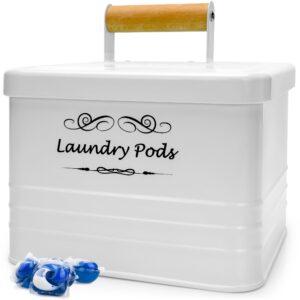 elitapro laundry pods container modern farmhouse laundry pods holder metal box dispenser with lid laundry room decor and accessories