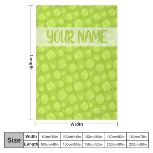 Personalized Tennis Blanket with Text Name Custom Tennis Throw Blanket for Girls Boys Tennis Themed Gifts Tennis Fleece Blanket Lightweight, Soft, Comfortable, Warm