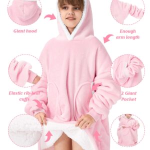 Century Star Wearable Blanket Hoodie for Kids 6-10YR Oversized Hooded Thick Cozy Fleece Sherpa Soft Warm Weighted Sweatshirt Girls Boys Kids Cat