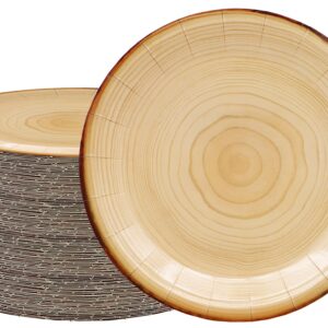 40Pcs Wood Grain Party Supplies Wood Grain Paper Plates 7" Rustic Wood Slice Dessert Plates Camp-Fire Party Supplies Camping Woodland Animal Baby Shower Lumberjack Theme Birthday Party Decorations