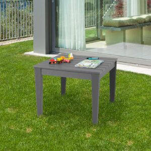 Costzon Kids Table, 25.5" x 25.5" Square Activity Play Table for Reading, Drawing, All-Weather & Heavy-Duty, Waterproof Table for Playroom, Nursery, Backyard, Indoor & Outdoor, Toddler Table (Grey)