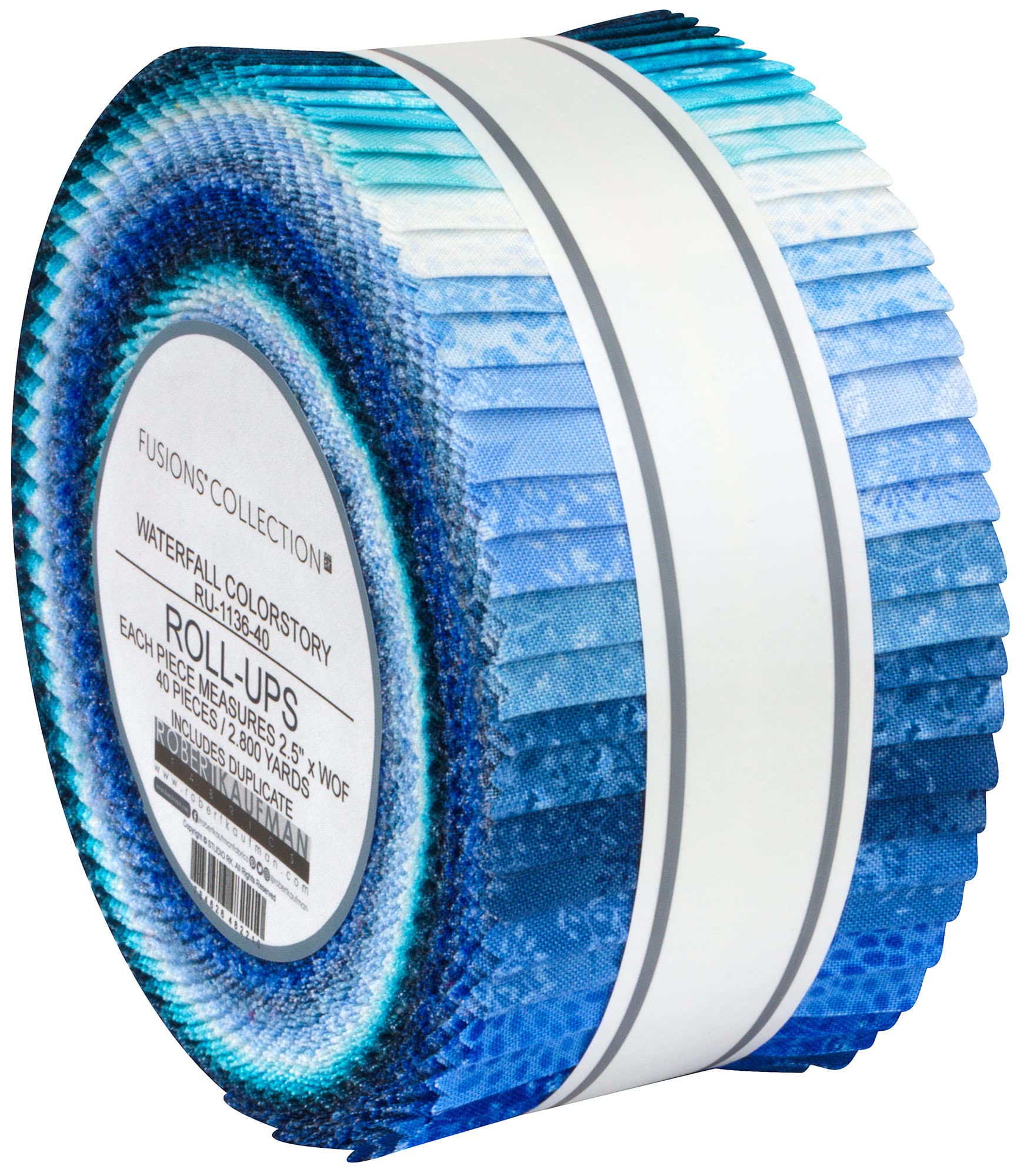 Fusions Waterfall Roll Up 40 2.5-inch Strips Jelly Roll Robert Kaufman Fabrics RU-1136-40