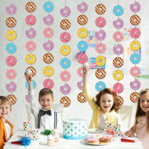 12 Packs Donut Birthday Party Banners Donut Garland Kit Donuts Hanging Swirl Donut Grow Up Party Supplies Decorations Donut Paper Cutouts for Baby Shower Party Home Classroom Favor Supplies Decor