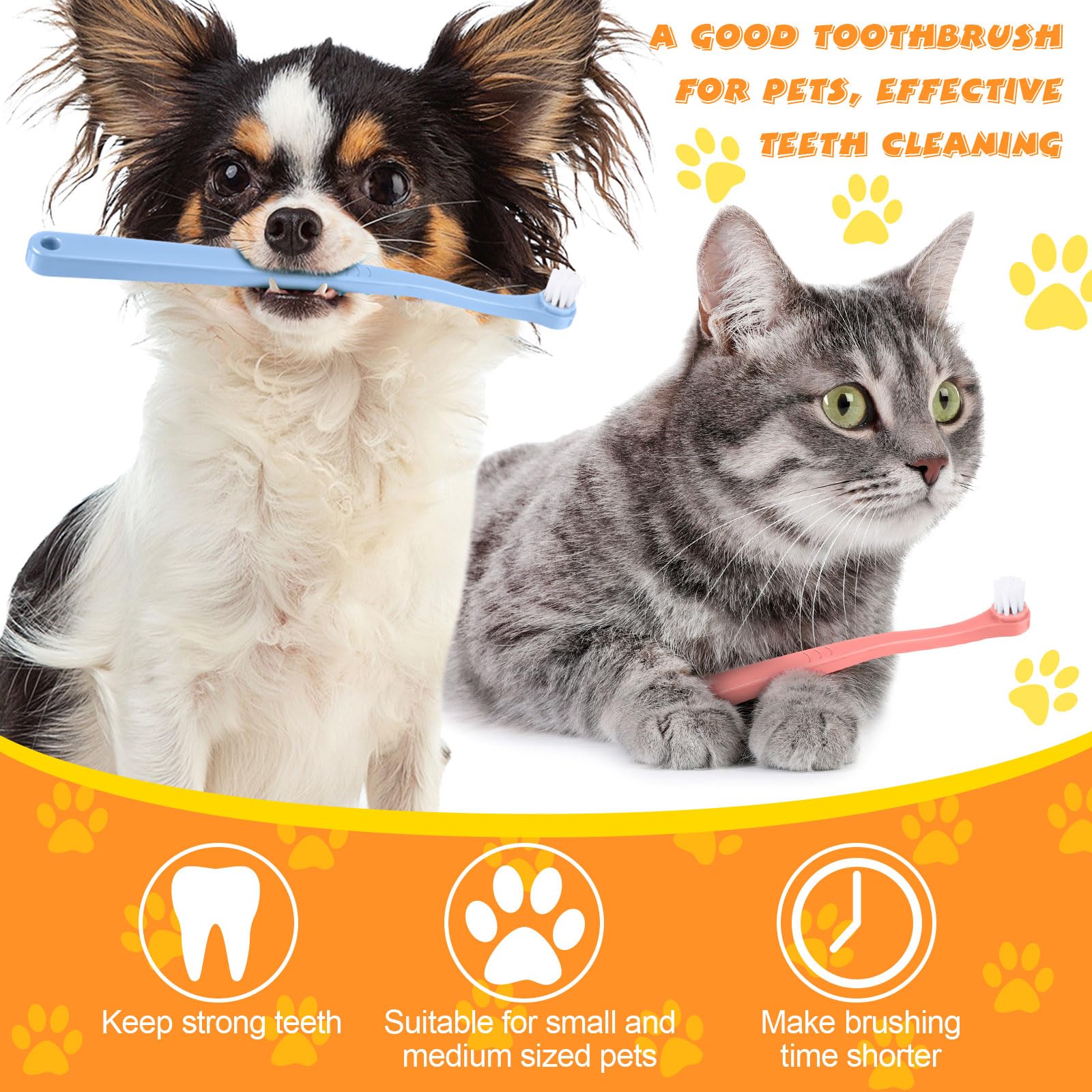 Yinder 12 Pcs Cat Toothbrush Small Dog Toothbrush Mini Head Soft Bristles Dog Tooth Brush Gentle Pet Toothbrush Long Handle Tooth Brush for Puppy Cats Large and Small Dog Dental Care (2 Colors)