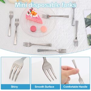 100PCS Mini Plastic Forks,Silver Plastic Mini Forks,Disposable Mini Dessert Forks 4.5 Inches,Mini Tasting Forks Appetizer Forks Perfect for Coffee Espresso Cake Desserts Appetizers