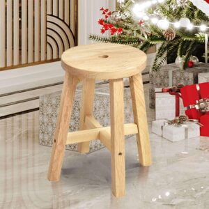 Xmatch Wooden Stool, Solid Wood Round Stools (Round 18" H)