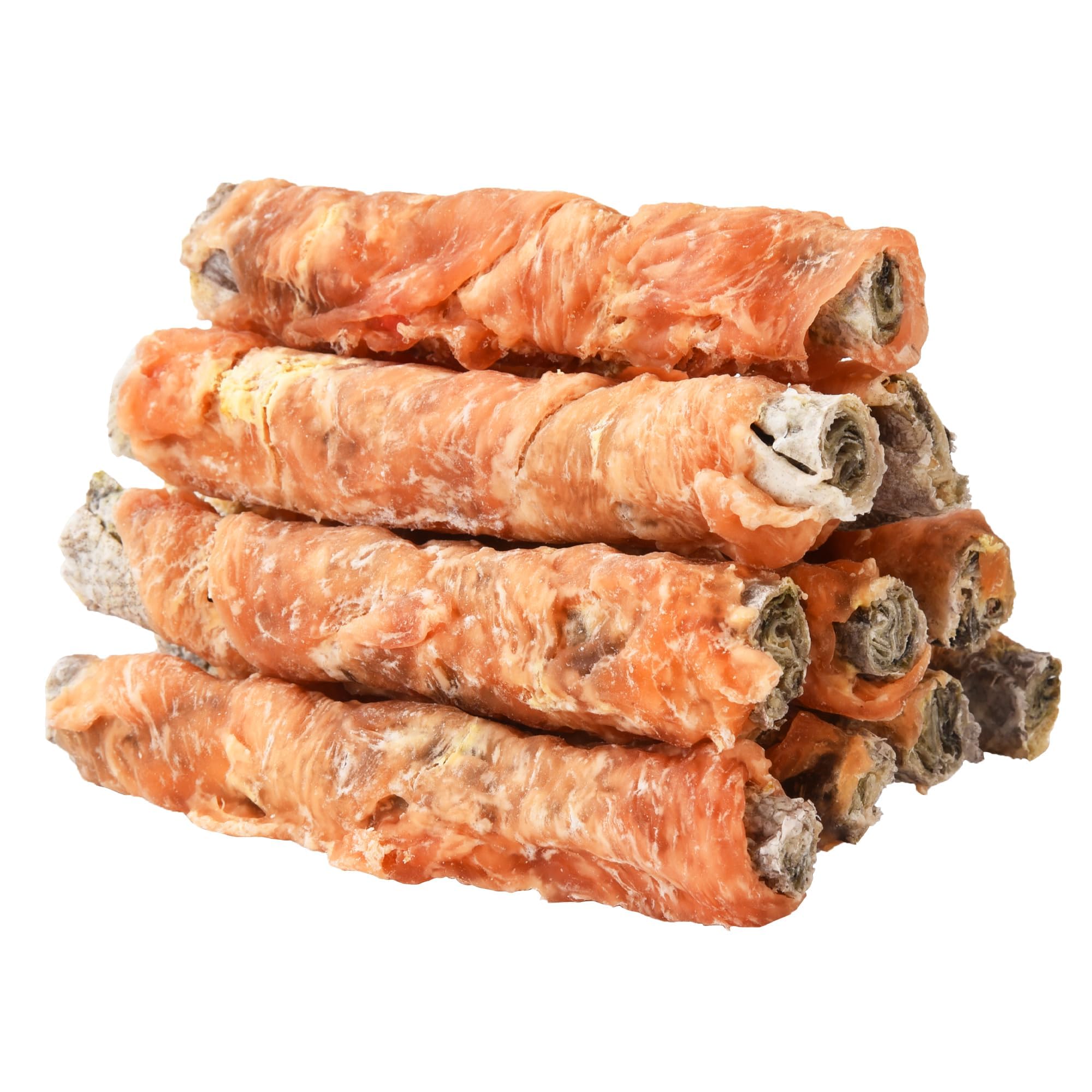 ASMPET Dog Treats, Chicken Wrapped Cod Skins for Dogs Fish Skin Dog Treats Rich in Omega3 Rawhide Free Grain Free All Natural Dog Treats Healthy for Small Medium Large Dogs (5 pcs,10.6 oz)