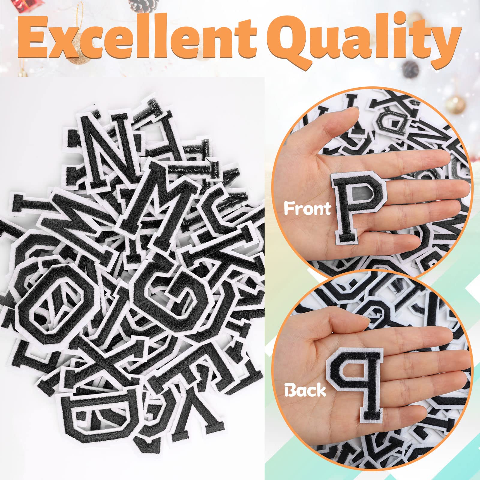 Iron On Letters, 52 Pcs Letter Patches with Ironed Adhesive, Decorate Iron on Letter Patches, Alphabet Embroidered Patch A-Z for T-Shirts, Jeans, Jackets, Socks, Bags, DIY Accessories etc (Black)…