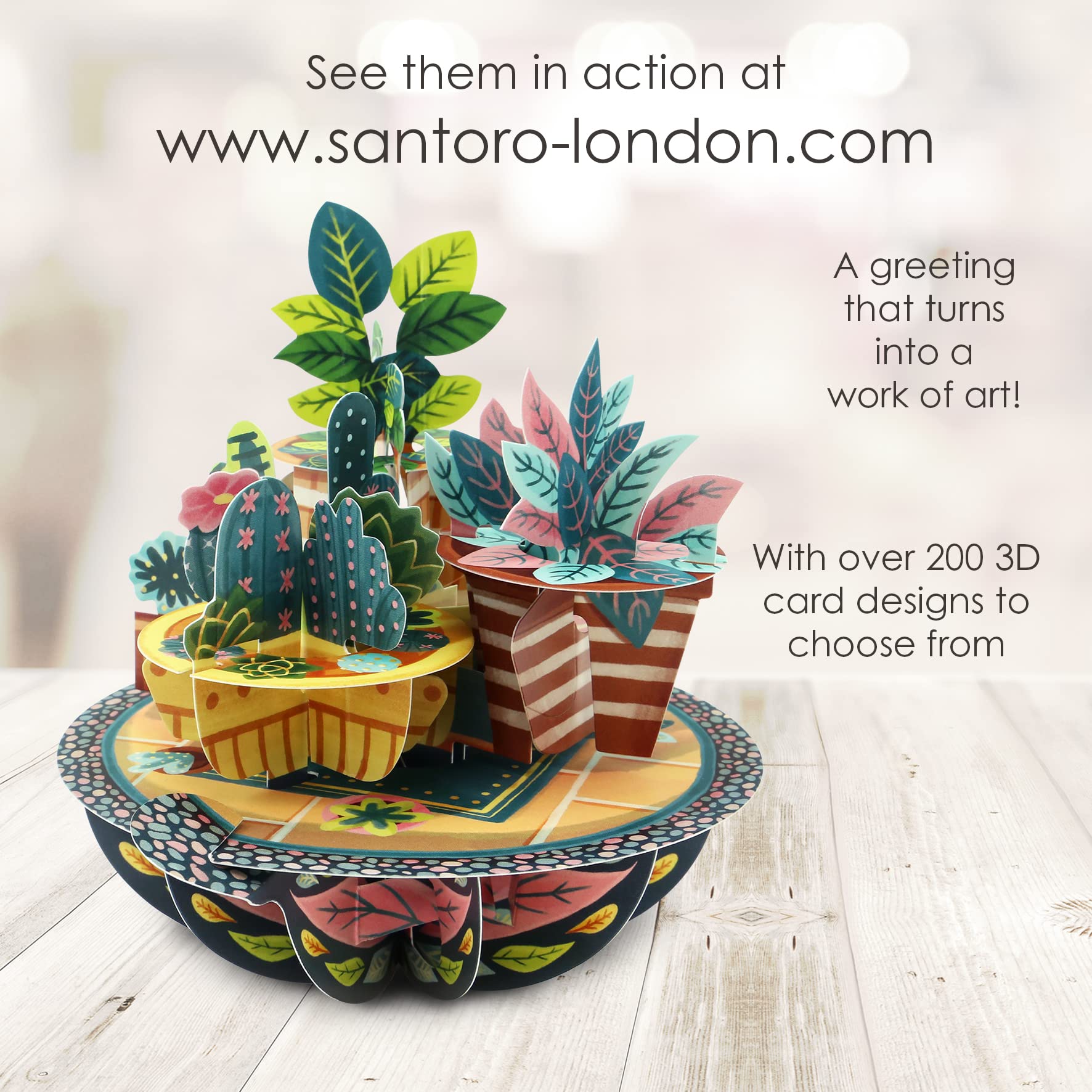 SANTORO Pirouette, 3D Pop Up Greeting Card - Potted Plants - For Him, Her, Mum, Birthday, New Home, New Job, Thank You | Housewarming Gift For Men, Women