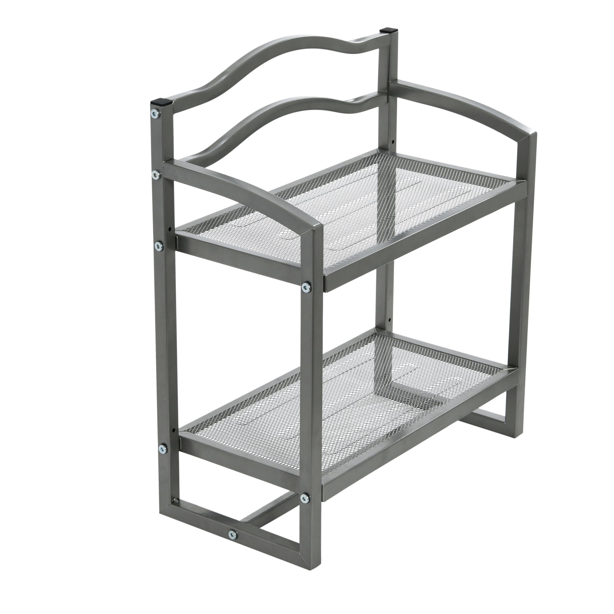 Household Essentials 2-Tier Metal Wall Mount Bathroom Storage Rack, Silver