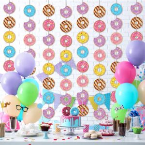 12 Packs Donut Birthday Party Banners Donut Garland Kit Donuts Hanging Swirl Donut Grow Up Party Supplies Decorations Donut Paper Cutouts for Baby Shower Party Home Classroom Favor Supplies Decor