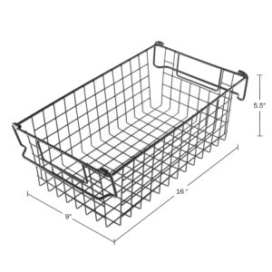 Home-Complete Nesting Storage Bins Stackable Wire Baskets, Set of 2, Medium, Black, 2 Each