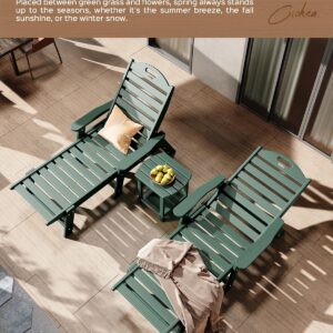 Ciokea Chaise Lounge Chair Outdoor with Wood Texture, Adjustable 5-Position Chaise Lounge Outdoor, Patio Lounge Chair for Poolside Backyard, Green