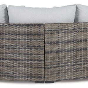 Signature Design by Ashley Harbor Court Casual Outdoor Armless Curved Loveseat with Cushion, Dark Brown & Light Gray