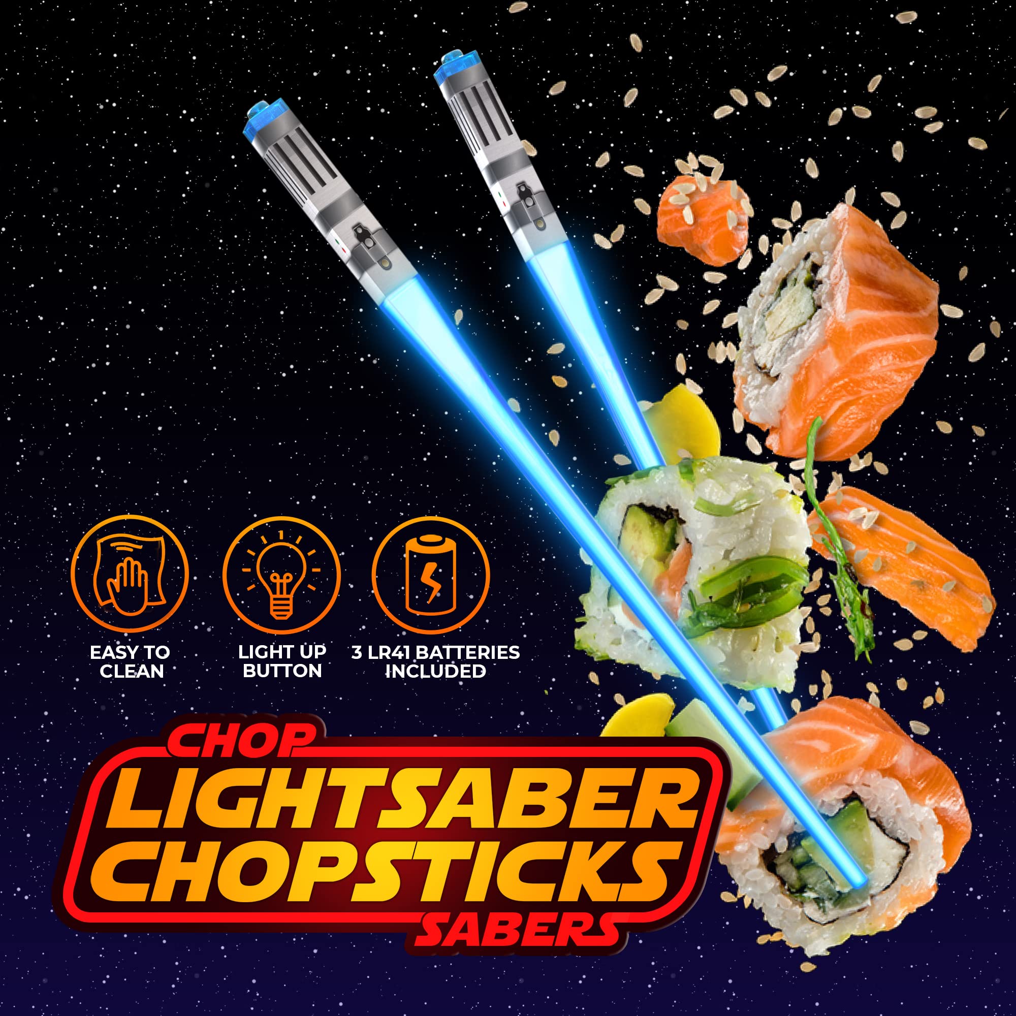 Lightsaber Chopsticks Light Up, Starwars Chopsticks Light Up, Mini Lightsaber, Fun Chop, Cool Chopsticks, Light Saber Chopsticks, Led Chopsticks, 2 PAIRS, Blue Red (Frosted Tips)