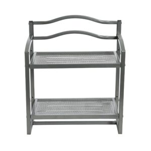 Household Essentials 2-Tier Metal Wall Mount Bathroom Storage Rack, Silver