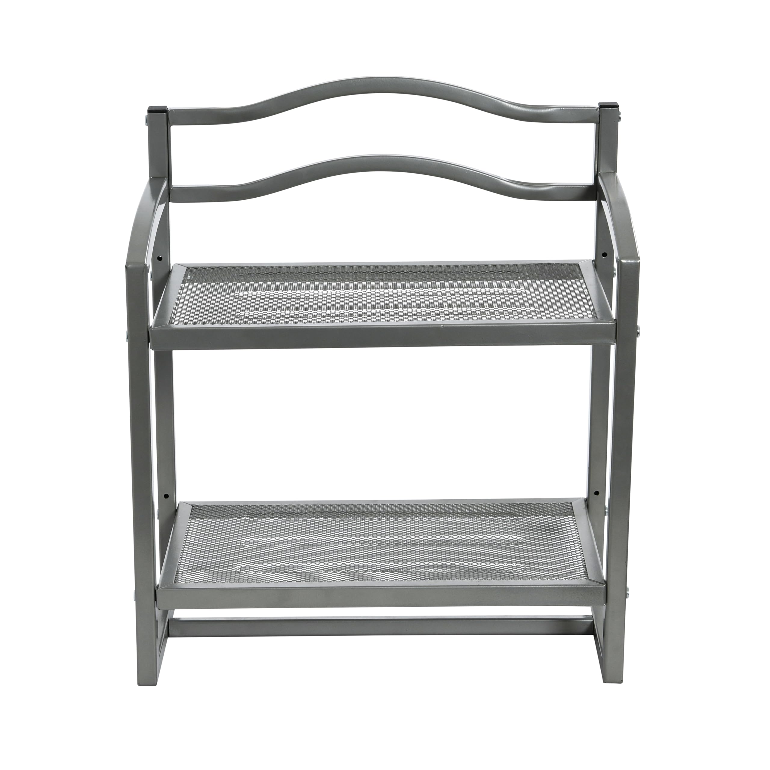 Household Essentials 2-Tier Metal Wall Mount Bathroom Storage Rack, Silver