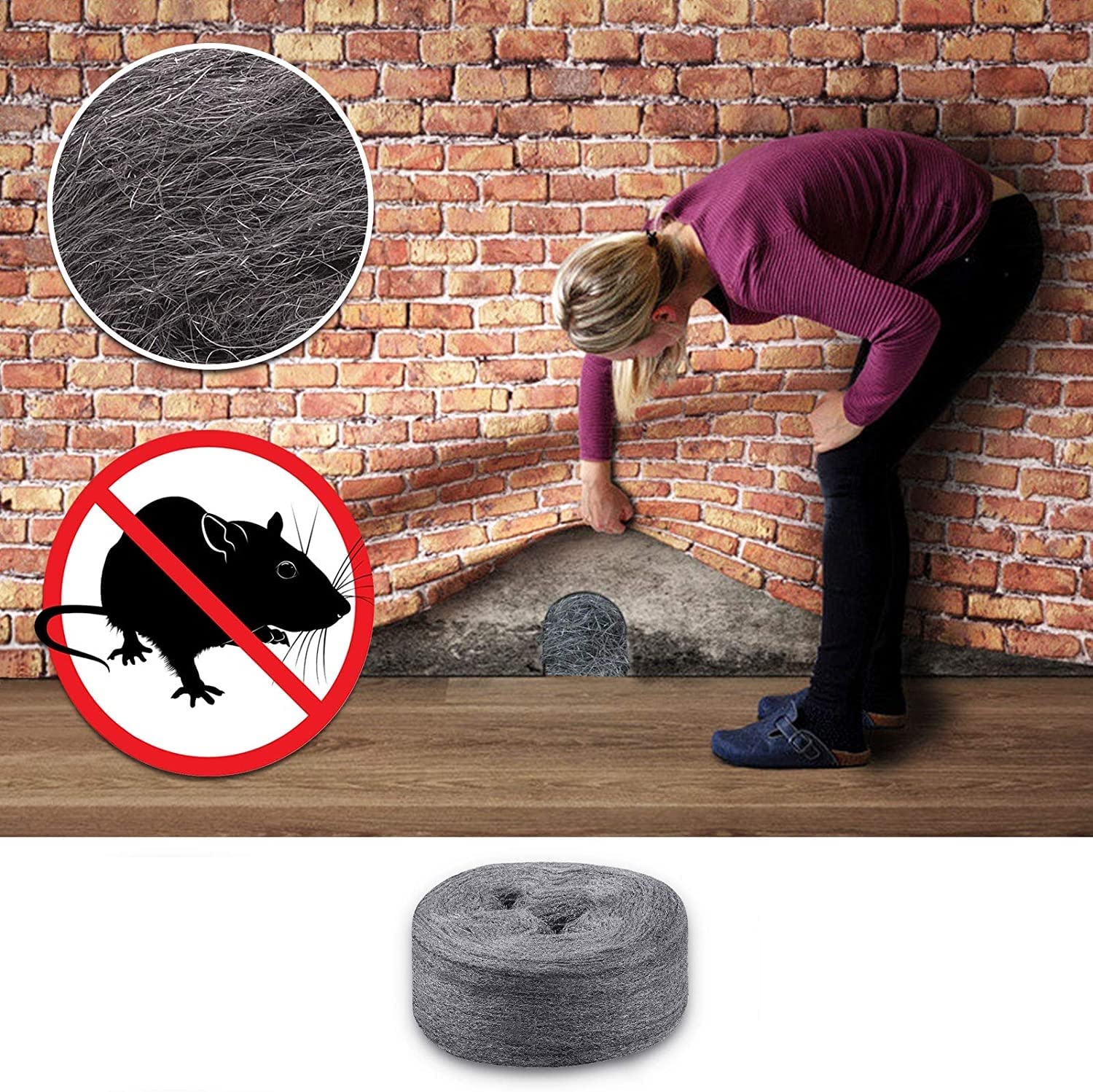 Steel Wool for Mice Control - |15FT (150G)| - Steel Wool 0000 Fill Fabric Fine Wire Wool to Keep Annoying Animals away from Holes Wall Cracks Vents