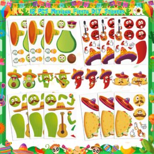 Erweicet Fiesta Party Favors 84 PCS Fiesta Mexican Theme Slap Bracelets DIY Stickers Tattoo Stickers Keychains Straws Gift Bags for Cinco De Mayo Theme Birthday Party Baby Shower