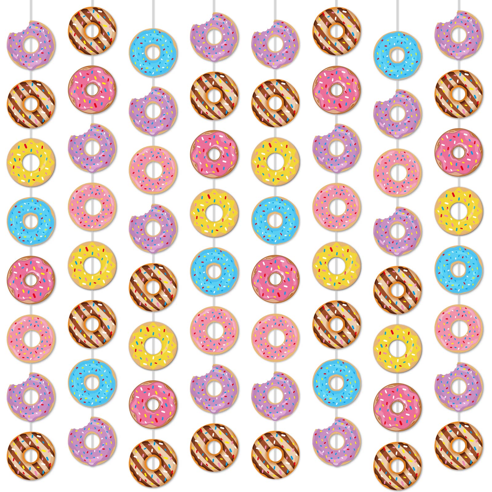 12 Packs Donut Birthday Party Banners Donut Garland Kit Donuts Hanging Swirl Donut Grow Up Party Supplies Decorations Donut Paper Cutouts for Baby Shower Party Home Classroom Favor Supplies Decor