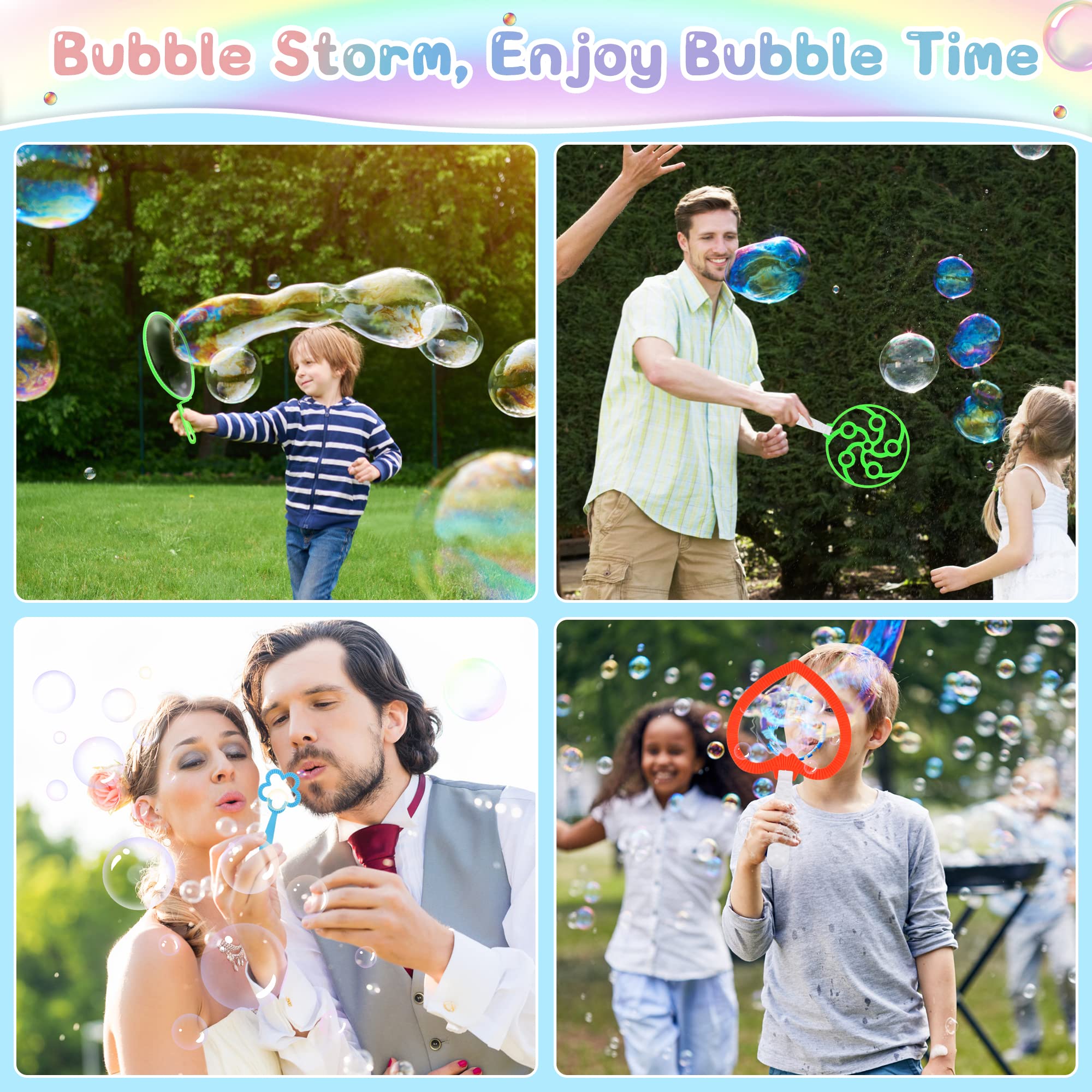 Oun Nana Bubble Wands Set, 38 PCS Large Bubble Wands with Tray for Kids, Giant Bubble Wands Bubble Makers Bulk for Kids Summer Outdoor Bubble Party Favors