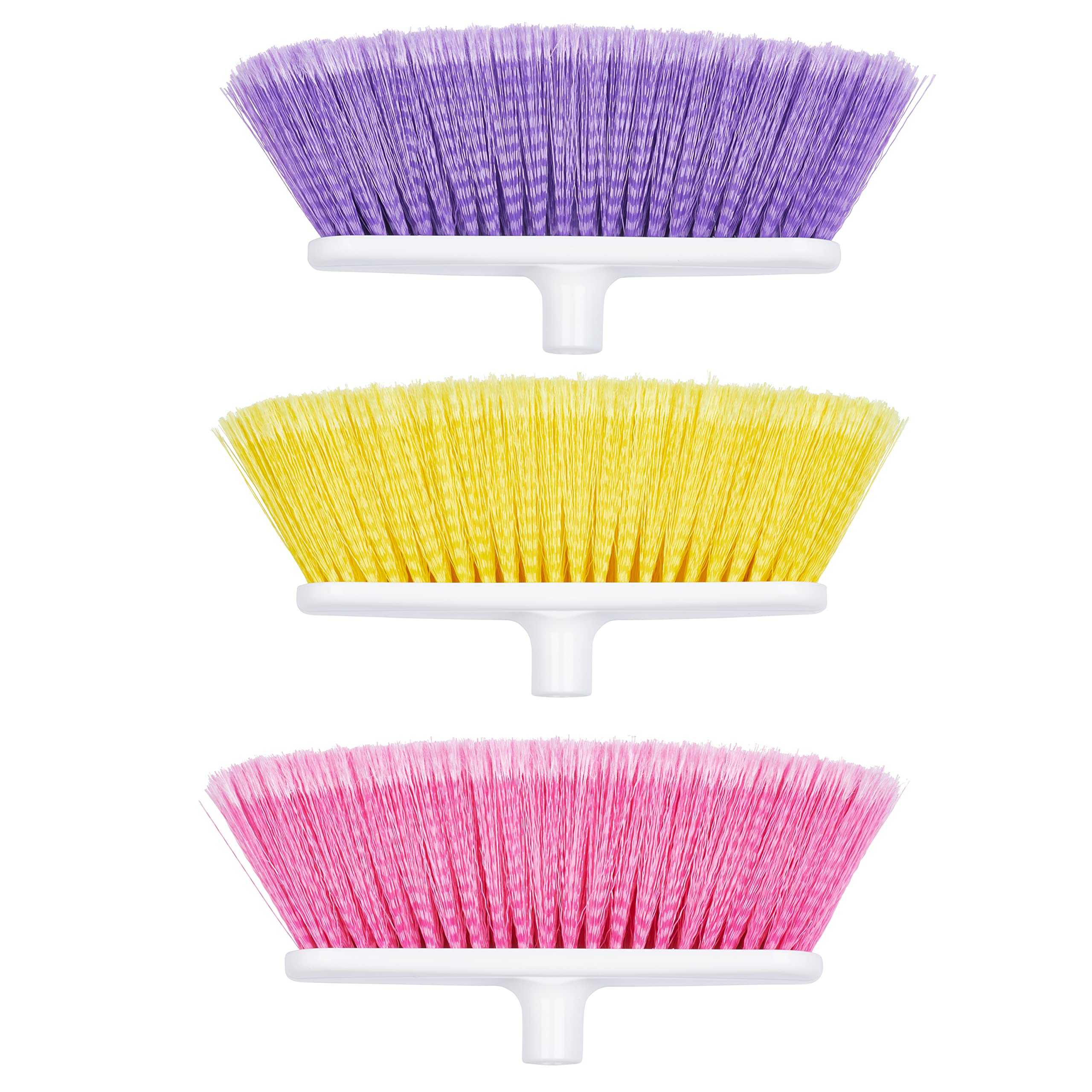 Soft Sweep Broom Heads Only (1 Fuchsia/1 Violet/1 Yellow, 3 Heads Total)