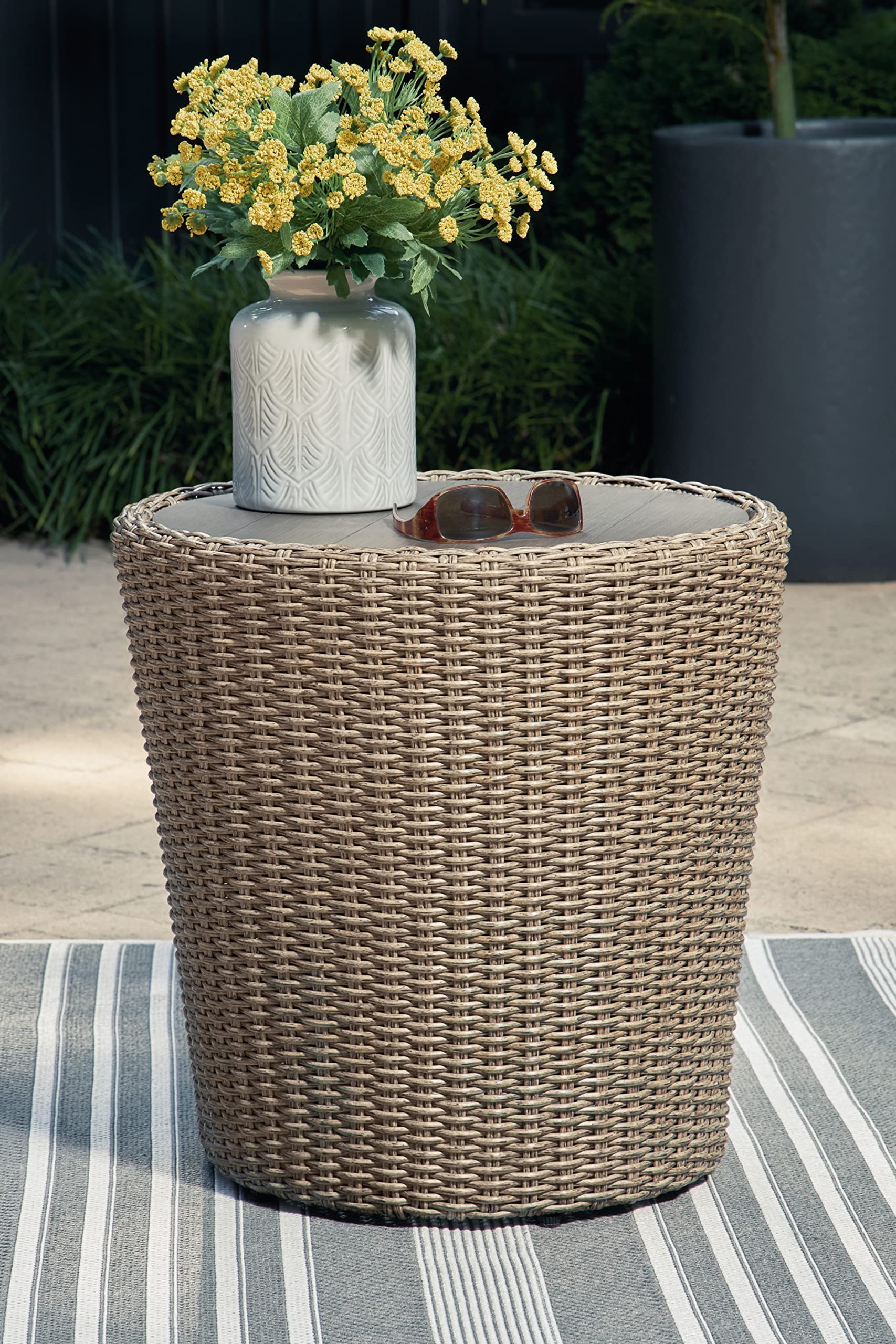 Signature Design by Ashley Danson Bohemian Outdoor End Table, Light Brown