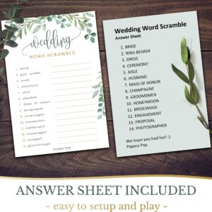 Bridal Shower Games - 5 Activities for 50 Guests - Double Sided Games - Eucalyptus